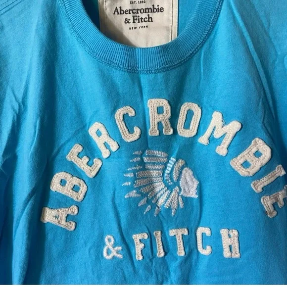 Abercrombie & Fitch Turquoise Tee with Logo - Picture 2 of 4